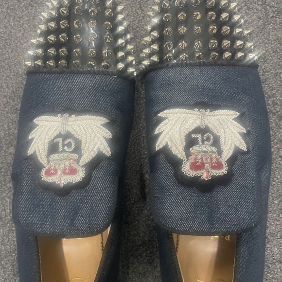 $1200 Christian Louboutin Loafers Men’s Size 12Signature Crest Embroidered - Picture 2 of 12